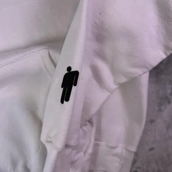 Billie Eilish White Racing Name Spellout Logo White Hoodie Size Large - Picture 5 of 8